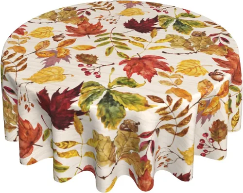 Vista 8 de Sweetshow Mantel cuadrado de otoño de 52 x 52 pulgadas con estampado de hojas de arce y hojas de arce, diseño de madera de Acción de Gracias