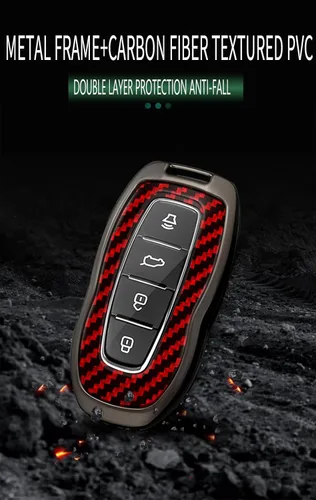Vista 7 de ontto Funda de llave de automóvil de 4 botones compatible con Ford Equator 2022 2023, funda de metal con textura de carbono, carcasa elegante