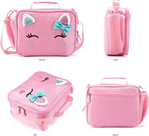Vista 4 de Mochila escolar para niñas con lonchera para niñas y mochila para libros preescolares primaria