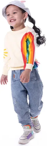 Vista 3 de BINIDUCKLING Sudadera gráfica de cuello redondo para niña pequeña y niña de 18 meses, talla 6