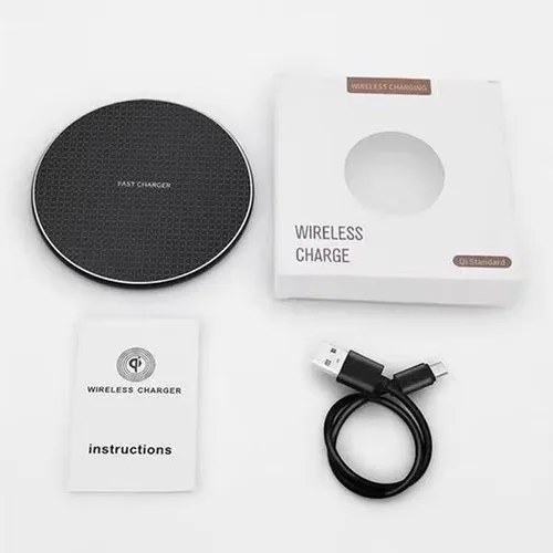Vista 4 de Almohadilla de carga certificada Qi de 10 W, negro, carga rápida inalámbrica, compatible con modelos de iPhone/Samsung/Android y más