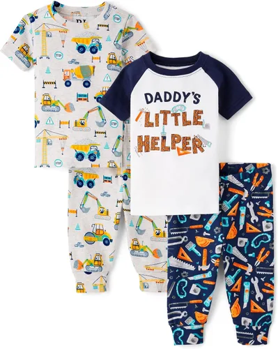 Vista 8 de The Children's Place Conjunto de pijama de 2 piezas con camiseta de manga corta y pantalones de 100 % algodón para bebé niño Historia Negra