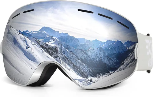Vista 11 de EXP VISION Gafas de esquí de snowboard para hombres, mujeres y jóvenes, antiempañamiento OTG, gafas de nieve de invierno, lentes desmontables