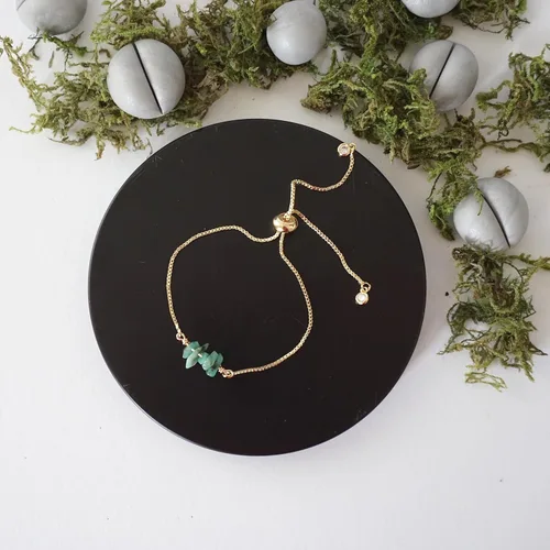 Vista 14 de Designs by Nature Gems Pulsera de piedra natal de cristal hecha a mano, pulsera de bolo de cadena deslizante ajustable, chapado en oro