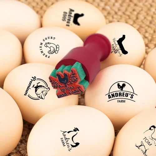 Vista 6 de Terwex Sellos de huevos personalizados para huevos frescos, sello de huevo personalizado con tu marcador de marca único, sello de huevo de larga