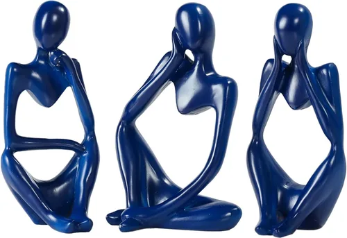 Vista 20 de BMLCGJ Estatua del pensador dorada, escultura de arte abstracto decorativa, figuras coleccionables de resina dorada para decoración del hogar, sala