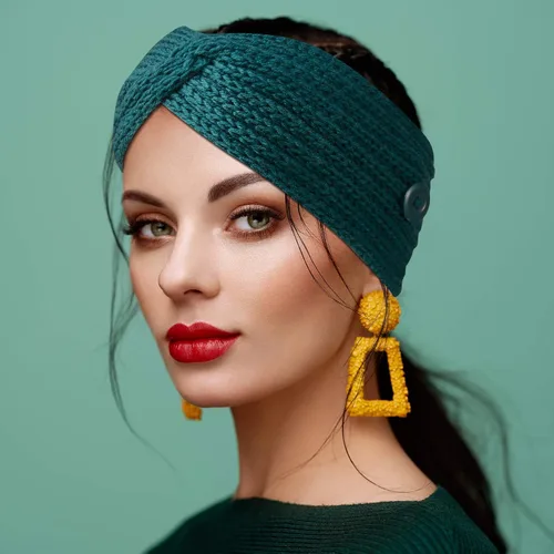 Vista 3 de 8 diademas de punto de invierno para mujeres, diademas trenzadas de invierno, calentadores de orejas de ganchillo para mujeres y niñas, Negro