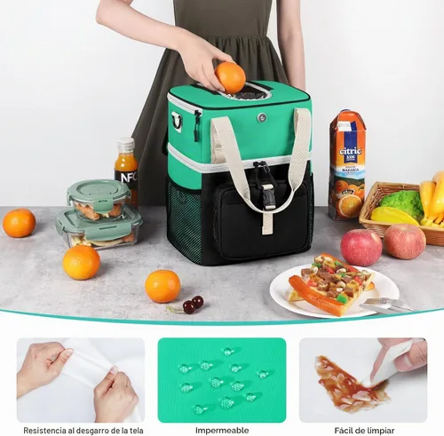 Vista 6 de Maelstrom Insulated Lunch Bag, Leakproof Lunch Box with Quick Access Lid Dual-layer Compartments, Multiple Pockets, Water-resistant, Shoulder