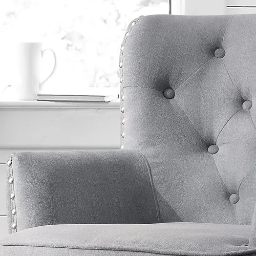 Vista 3 de Rosevera Silla decorativa con juego otomano, sillón tapizado moderno de mediados de siglo para sala de estar o dormitorio, cómoda silla de lectura