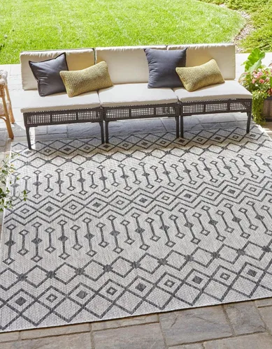 Vista 57 de Unique Loom Outdoor Trellis Collection - Alfombra de área con diseño de enrejado tribal (2 pies 2 pulgadas x 3 pies 1 pulgada, ovalada, azul/marfil)
