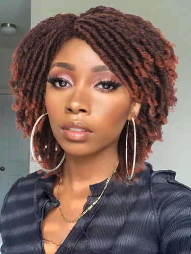 Vista 21 de Pelucas de rastas cortas de 6 pulgadas para mujeres y hombres negros con clips, pelucas sintéticas trenzadas de imitación afro trenzadas, rastas