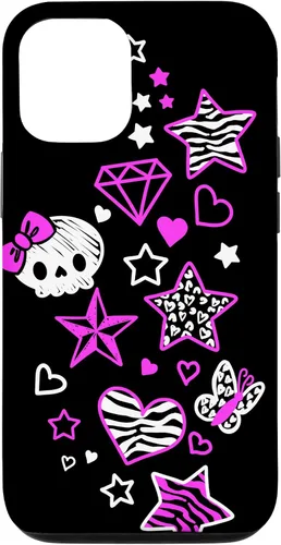 Vista 26 de Carcasa estética para iPhone 16 McBling Doodles Bimbo Trashy Y2K Animal Print Star