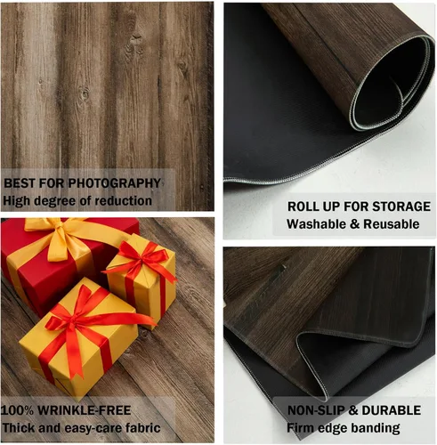 Vista 5 de Kate Alfombrillas de Suelo para Fotografía de Madera Marrón Oscuro Alfombrilla de Suelo para Fotografía de Recién Nacidos Accesorios Telón de Fondo