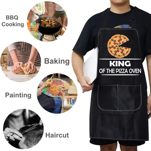Vista 7 de BWKTOP - Delantal de chef de pizza con bolsillo para chef y papá