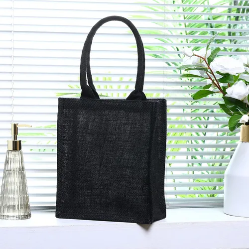 Vista 6 de 10 bolsas de arpillera con asas, bolsa de regalo de yute, impermeables, reutilizables, en blanco, para bricolaje, boda, dama de honor, compras