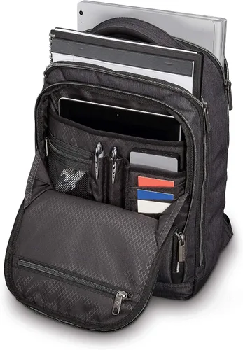 Vista 3 de Samsonite Modern Utility Double Shot mochila para laptop, Gris carbón jaspeado, Tamaño único
