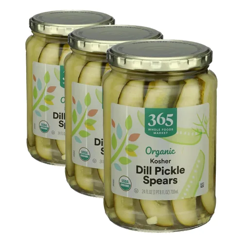 Vista 7 de 365 by Whole Foods Market, Lanzas de pepinillos de eneldo orgánicos kosher, 24 onzas líquidas