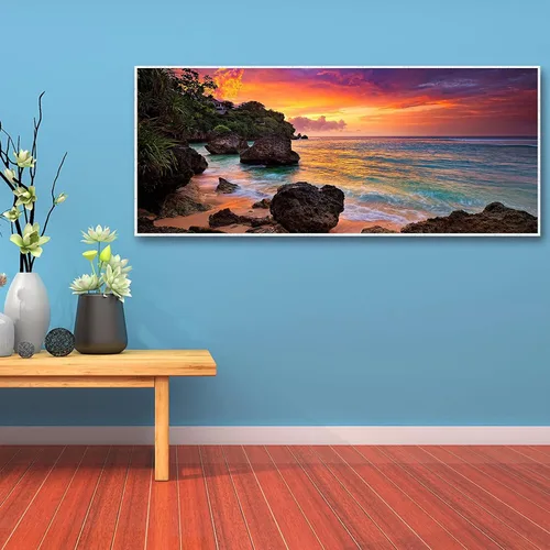 Vista 2 de JATOK Kits de pintura de diamantes grandes para adultos (35.5 x 15.7 pulgadas), arte de diamantes de taladro redondo completo con salida del sol
