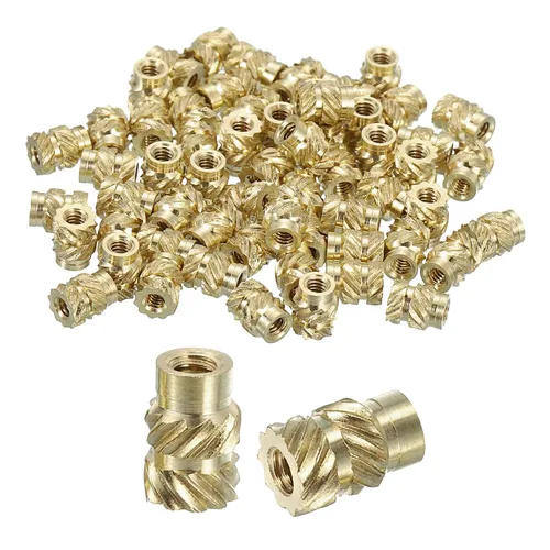 Vista 46 de uxcell Tuercas de inserción moleteadas, 100 piezas M1 x 1.5mm L x 2mm DE 3D Impresión de latón Tuercas de inserción roscadas hembras Insertos