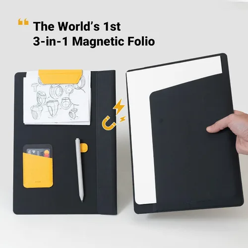 Vista 3 de LHiDS Folio Lite 2.0 con soporte, currículum de cartera de negocios, 3 en 1 con accesorios magnéticos, funciona como cubierta de cuaderno