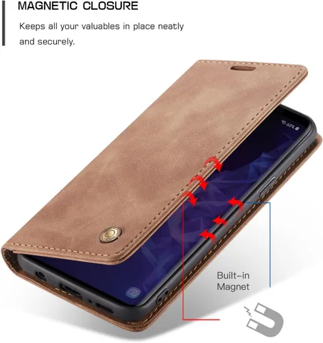 Vista 4 de Funda de cuero estilo cartera vintage para Samsung S