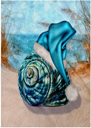Vista 8 de 3D Rose TWL_203017_1 Sombrero de Papá Noel azul de concha costera, 15 x 22 pulgadas Blanco