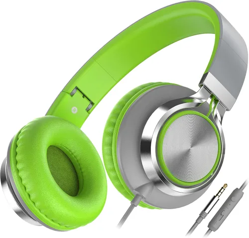 Vista 11 de Auriculares Ailihen C8, ligeros y plegables con micrófono para iPhone, iPad, iPod, teléfonos inteligentes Android, computadoras, laptop, Mac, Negro
