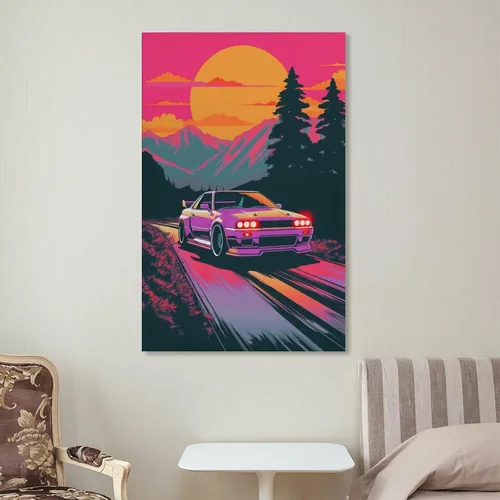 Vista 7 de R32 - Póster retro de Synthwave para automóvil, arte de pared, pósteres e impresiones, pintura colgante para dormitorio, aula, dormitorio, sala