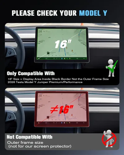 Vista 2 de Protector de pantalla brillante para Tesla Model Y 2026 Juniper Premium/Performance (más claro y suave), protector de pantalla de vidrio templado