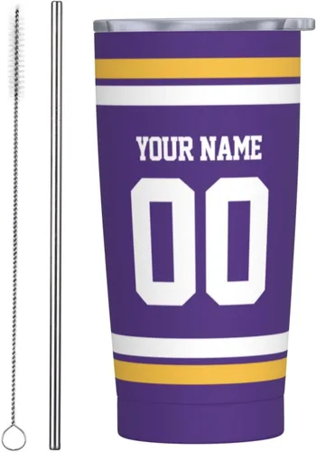 Vista 38 de Arizona - Vaso aislado personalizado con número de nombre, vasos de fútbol personalizados con pajita, taza de viaje personalizada para café, regalos