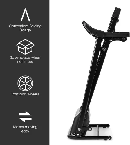 Vista 4 de Goplus Caminadora eléctrica plegable, inclinación ajustable y diseño de bajo ruido, con pantalla LCD y sensor de frecuencia cardíaca, máquina