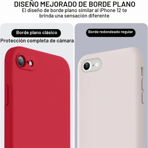 Vista 3 de Vooii Funda para iPhone SE 2022/3rd/2020, iPhone 8/7, silicona líquida mejorada con [bordes planos] [protección de cámara]