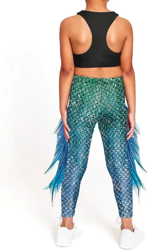 Vista 3 de Mermaid Leggings for Girls Fish Scale Printing Yoga Pants Halloween Costume Tights Mermaid Birthday Outfit