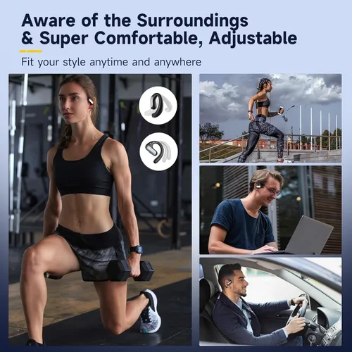 Vista 4 de Auriculares inalámbricos Bluetooth 5.2, 46 horas de reproducción con estuche de carga, graves extra profundos, IPX5 resistente al agua