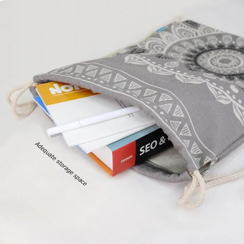 Vista 2 de Miomao Mochila con cordón estilo mandala, bolsa de lona para deportes de playa