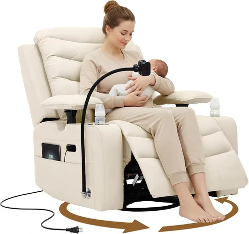 Vista 14 de Olela Power Glider - Silla reclinable para guardería, mecedora giratoria Gris