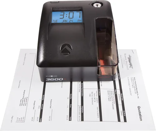 Vista 5 de Pyramid Time Systems - 3600SSK1 Reloj de tiempo y sello de documento With SmartSite LED Alignment and Tri-View Window, Includes 125 Time Cards