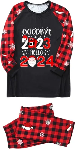 Vista 2 de KASAAS Pijamas de Navidad para la familia, conjuntos a juego para mujeres y hombres, divertidos trajes de descanso de Navidad para parejas