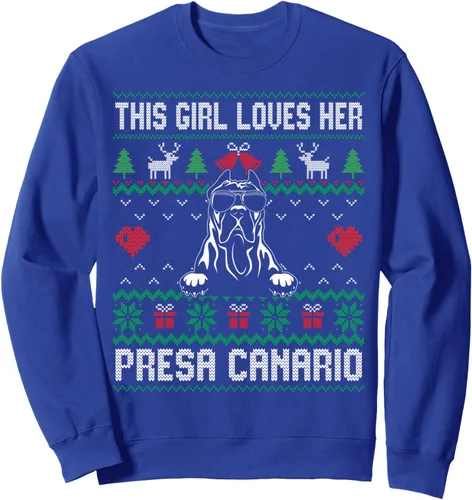 Vista 4 de Presa Canario Girl Cool Ugly Christmas Sudadera para mamá de perro, Negro