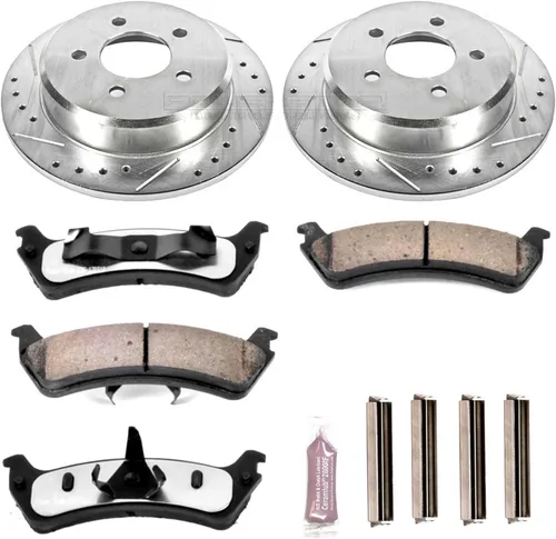 Vista 2 de PowerStop Kit de freno trasero para Ford Explorer 1995-01 Explorer Sport 2001-02 Ranger 1998-02 - Pastillas de freno de cerámica de fibra