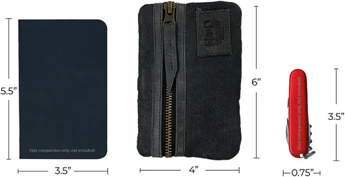 Vista 7 de Hide & Drink, Estuche de bolsillo multiherramientas, Bolsa compacta multiusos con cremallera para artículos de diario (EDC), Mini estuche de Negro