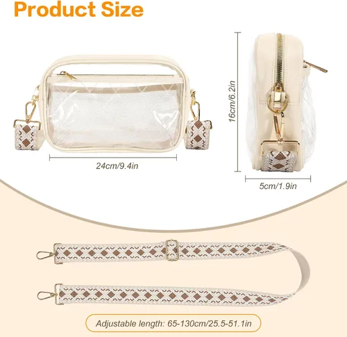 Vista 5 de MoKo Clear Bag for Stadium Events - Multi Pockets Clear Sling Purse Crossbody Bag with Adjustable Shoulder Strap Stadium Events, Multi Pockets