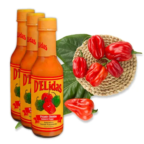 Vista 7 de D'ELidas Salsa picante habanero, salsa picante de pimienta habanero natural, salsa chombo picante #1 en Panamá, sin OMG, salsa habanero apta