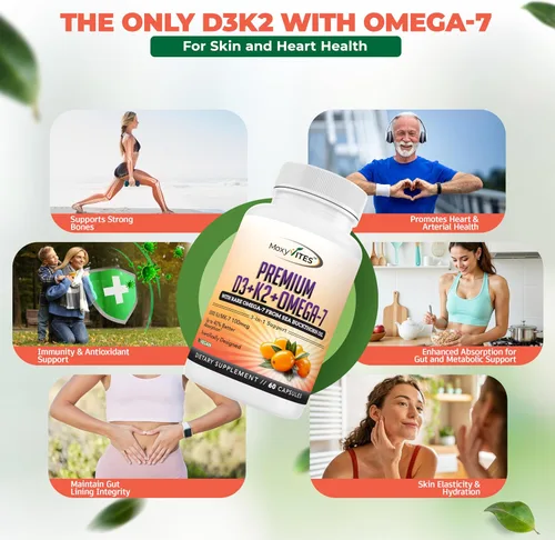 Vista 7 de MoxyVites Vitamina D3 K2 5000 UI – Alta absorción D3 + K2 MK-7 con aceite de espino cerval de mar y omega-7 – Apoyo óseo, corazón e inmunológico