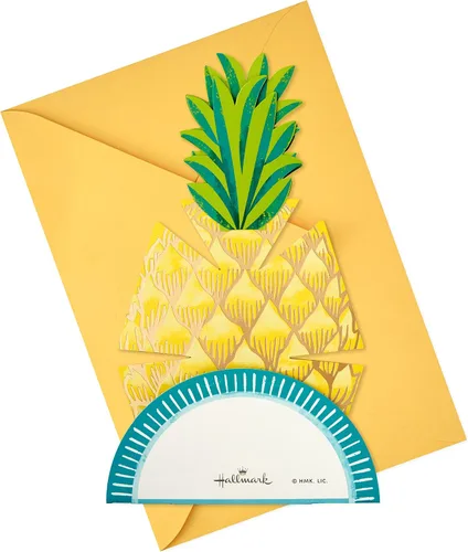 Vista 6 de Hallmark Paper Wonder - Tarjeta de cumpleaños, tarjeta de agradecimiento, tarjeta de motivo, tarjeta para todas las ocasiones (piña)