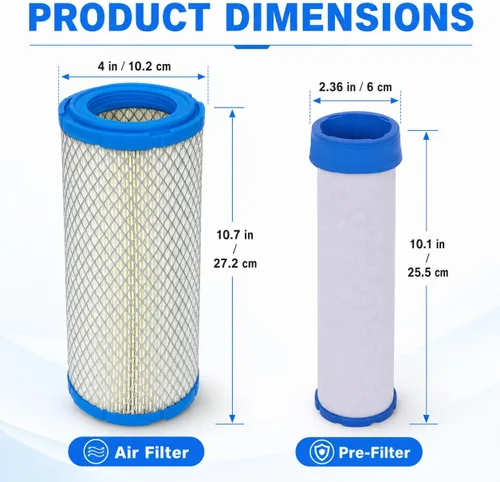 Vista 2 de 25 083 01-S - Juego de filtros de aire y prefiltros compatibles con Kohler 25 083 04-S, Kawasaki 11013-7020/7019 11013-7044/7045, compatible