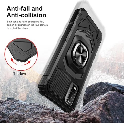 Vista 6 de Ailiber Funda para Nokia C210, Nokia C210 con protector de pantalla de vidrio templado, soporte de anillo para montaje magnético de coche