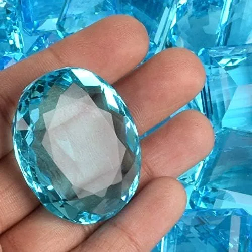 Vista 3 de GEMHUB Juego al por mayor de 4 piezas aproximadamente 200 Ct brillante topacio azul suizo facetado mezcla corte de joyería que hace piedras