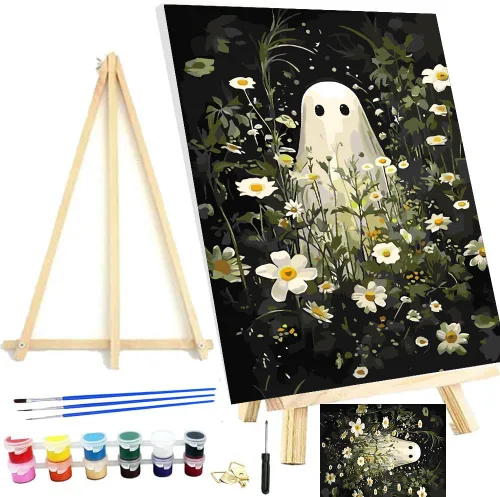 Vista 21 de Meothan Kits de pintura por números para adultos enmarcados, pintura de otoño por números para adultos principiantes, kits de pintura de calabaza