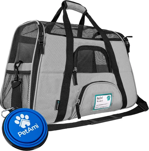 Vista 9 de PetAmi Transportador de mascotas aprobado por aerolíneas para gatos, transportador de perros de lados suaves para perros pequeños, suministros